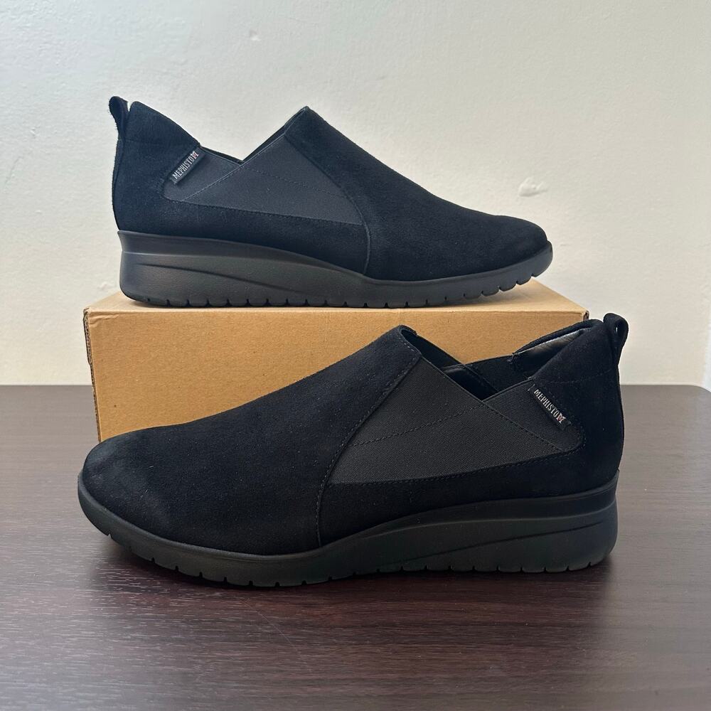 Mephisto Ibelina Black Suede Slip-On Sneaker Shoe Bootie, Size 11, Casual Sporty